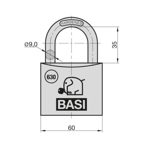 Vorhangschloss VHS 630, Bügel 9 mm - Aluminium