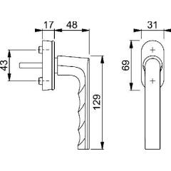 Hoppe Fenstergriff Hamburg 0700/UD9020 Aluminium F1/naturfarben Stiftlänge 32-42 mm