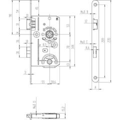 SSF - Einsteckschloss Stulp 20 mm, rund, DIN rechts, Falle und Riegel Metall