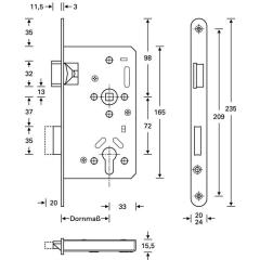 SSF - Panik-Einsteckschloss Serie 20 APE Funktion E rd 24/55/72/9mm DIN links VA