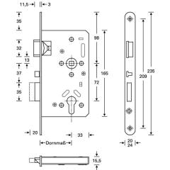 SSF - Panik-Einsteckschloss Serie 20 APK Funktion E rd 20/55/72/9mm DIN links VA selbstverr.