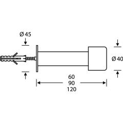 FSB Wandtürpuffer 38 3880 Alu.naturf./F1 L.120 mm