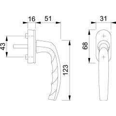 Hoppe Fenstergriff Atlanta 0530/US952 Alu.F9016/weiß 32-42mm Secustik®/VarioFit® Stand