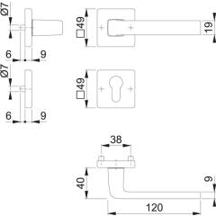 Hoppe Rosettengarnitur Dublin | Aluminium F249 chromfarben PZ