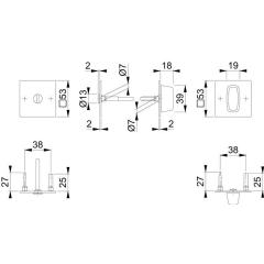 Schlüsselrosetten-Paar E848NS VA F69 Schildst.2mm SK/OL quad.Hoppe