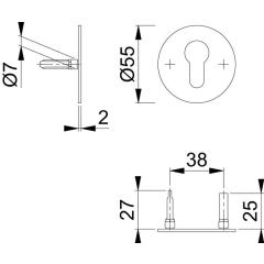 Schlüsselrosetten-Paar E849NS VA F69 Schildst.2mm PZ rd.Hoppe