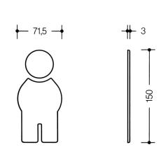 HEWI Symbol Mann 801.91.010 PA Farb-Nr.97 B.71,5 mm H.150 mm S.3 mm