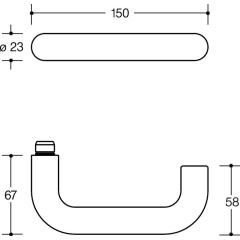 HEWI Türdrückerlochteil 111.23PBRLT Kunststoff 99 reinweiß ma 4-KT.8 mm DIN L/R