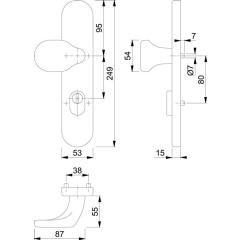 Knopflangschild E86G/3332ZA ES1 (SK2) VA F69 f. Kombischutz PZ 8mm Hoppe