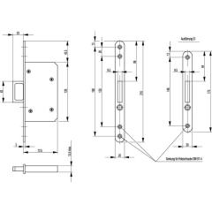 BKS - Schiebetür-Einsteckschloss 0353, 20/55 mm, Stulp käntig, DIN links/rechts