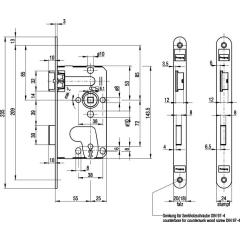 BKS - Einsteckschloss Stulp 18 mm, rund, DIN links, Falle und Riegel Kunststoff