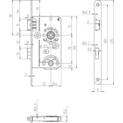 SSF - Einsteckschloss Stulp 20 mm, rund, DIN rechts, Falle und Riegel Kunststoff