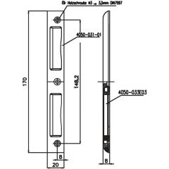 SSF - Winkelschließblech Alu. silber Winkel rund | B 20 x L 170 x T 8 - DIN L/R