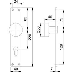 Hoppe Knopflangschild 58/202 Aluminium (F2/neusilberfarbig) PZ