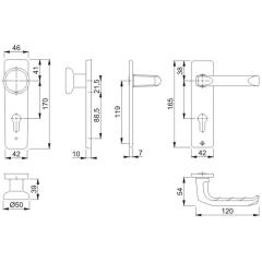 Hoppe Kurzschildgarnitur London Aluminium (F2/neusilberfarbig) PZ