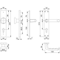 Hoppe Langschildgarnitur London Aluminium (F4/bronzefarbig) PZ