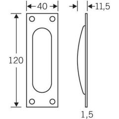 FSB Schiebetürmuschel 42 4211 Alu.F1/naturf.käntig bl.L.120 mm B.40 mm