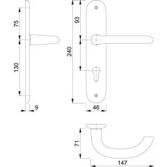 Hoppe Langschildgarnitur Marseille Aluminium (F1) PZ