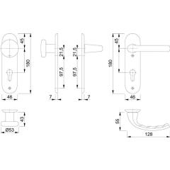 Hoppe Kurzschildgarnitur Tôkyô Aluminium (F1) PZ