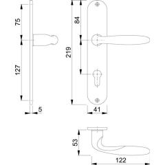 Hoppe Langschildgarnitur Verona Messing (F71/poliert) PZ