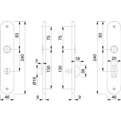 Hoppe Langschildpaar 273P F1/naturf.F1 Bad SK/OL 78mm Hoppe