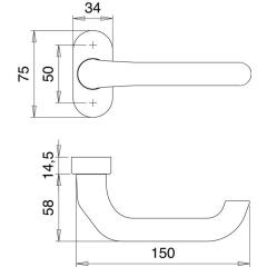 edi - Feuerschutzdrückerlochteil 1300/2133 Alu.F12 gekr.4-KT.9 mm