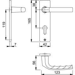 Hoppe Kurzschildgarnitur Birmingham Aluminium (F1) PZ