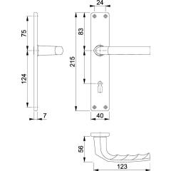 Hoppe Langschildgarnitur Birmingham Aluminium (F1) BB