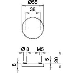 edi - Schlüsselrosetten-Paar 058 VA F00 Schildst.8 mm Blind rund