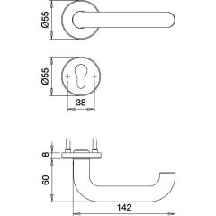 edi - FS-Garnitur Riva FS 103/103 Alu.F1 D/D TS 40-65 mm PZ rund DIN L/R