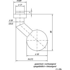 OGRO Profiltürknopf  3548V/6620 ER Material VA ER fest