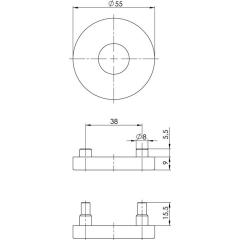 OGRO Drücker-Rosette 6501 23,5 DU AL Alu.F1 Schildst.9 mm rund rund