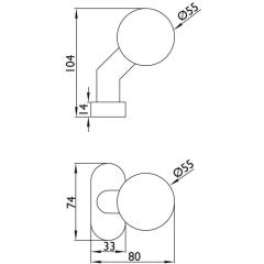 Rahmentürknopf 2085 Material VA 60 gekr.festdrehbar