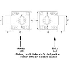 BMB Aufschraubschloss Dornmaß 25 mm L/R versch.-schl.