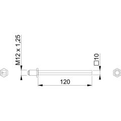 Hoppe VK FDW-Profilstift 4-KT.10x120mm Fe verz.geteilt M12x1,25 Hoppe