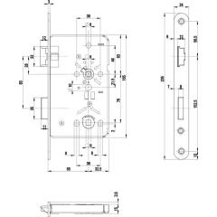 BKS - Einsteckschloss Stulp 20 mm, rund, DIN links, Falle und Riegel Zinkdruckguss - Klasse 3